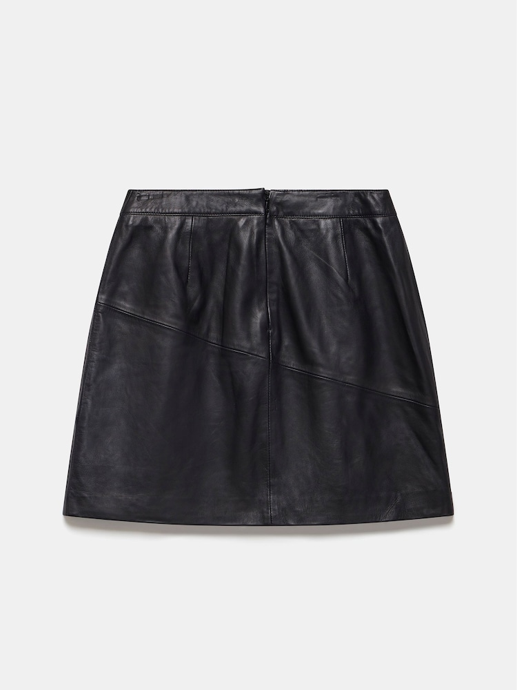 Mint Velvet Black Leather Fringe Mini Skirt - Image 4 of 4