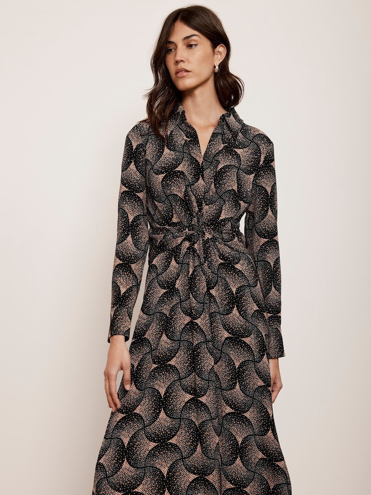 Mint Velvet Gold Geometric Print Midi Dress - Image 1 of 4