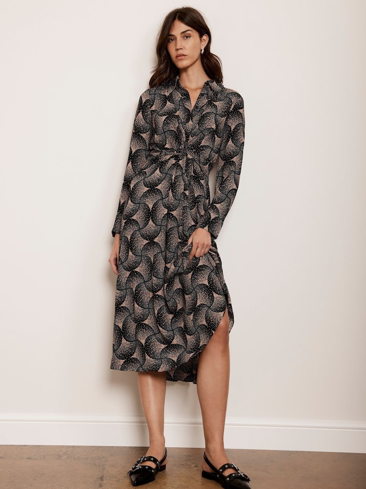 Mint Velvet Gold Geometric Print Midi Dress - Image 2 of 4