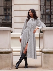 Mint Velvet White/Black Heart Print Midi Shirt Dress - Image 1 of 4