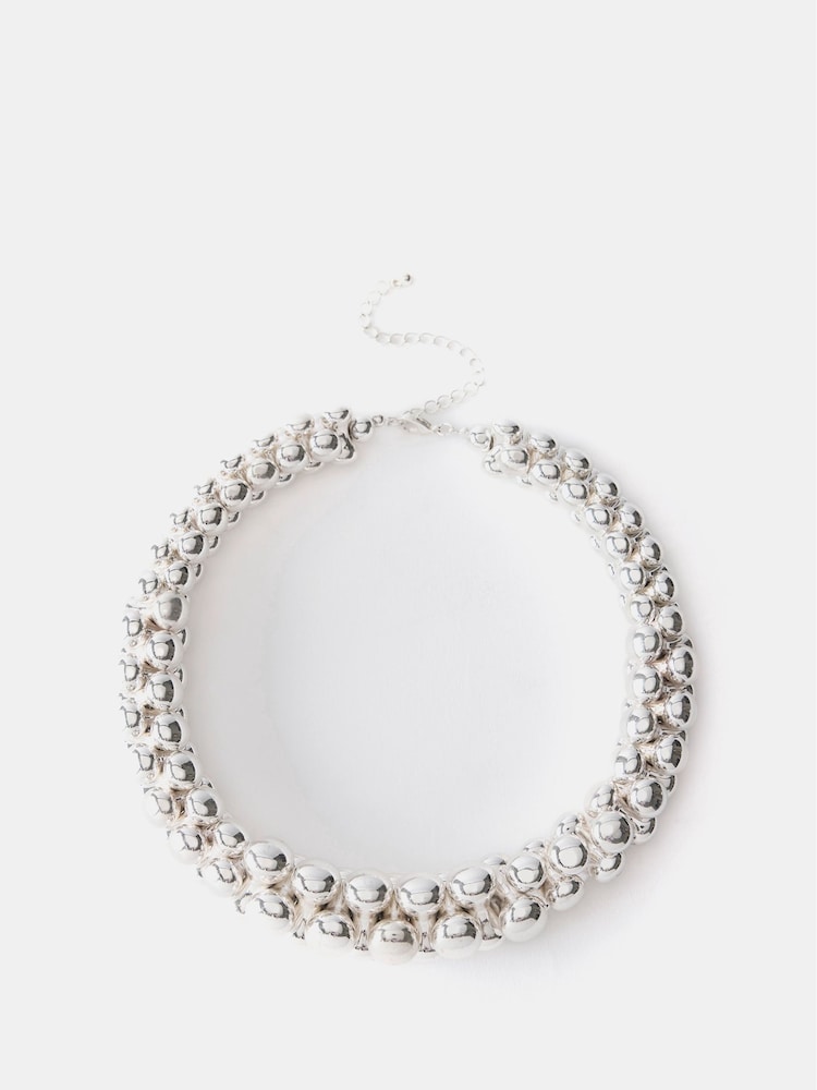 Mint Velvet Silver Tone Sphere Statement Necklace - Image 1 of 1