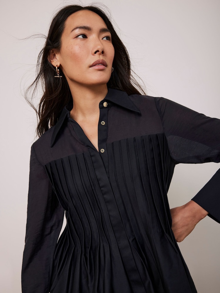 Mint Velvet Blue Pintuck Detail Shirt - Image 2 of 4 Mint Velvet Blue Pintuck Detail Shirt - Image 2 of 4