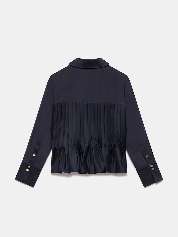 Mint Velvet Blue Pintuck Detail Shirt - Image 4 of 4 Mint Velvet Blue Pintuck Detail Shirt - Image 4 of 4
