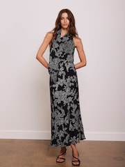 Mint Velvet Black Floral Lace Print Maxi Dress - Image 1 of 4