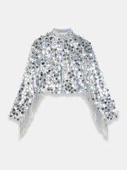 Mint Velvet Grey Sequin Fringed Shrug - Image 3 of 4