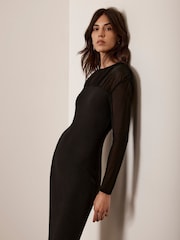 Mint Velvet Black Mesh Jersey Maxi Dress - Image 2 of 4