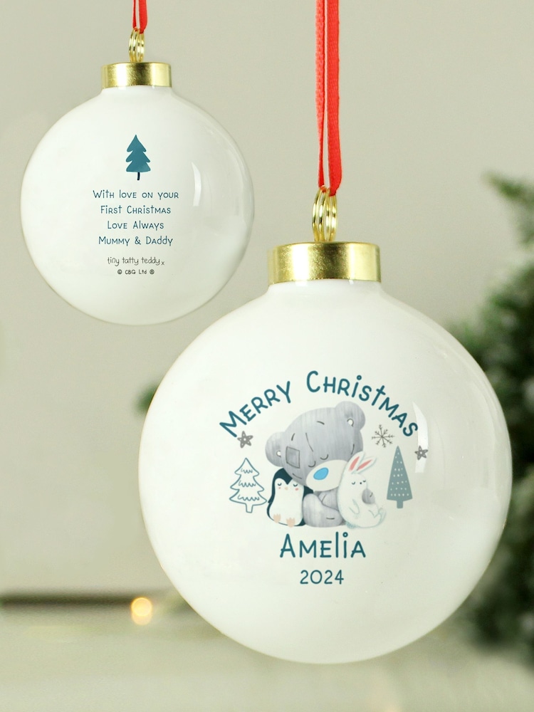 Personalised Tiny Tatty Teddy Christmas Bauble by PMC - Image 1 of 3