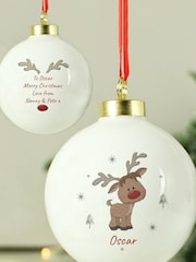 Personalised Little Reindeer Christmas Bauble by PMC - Image 1 of 3