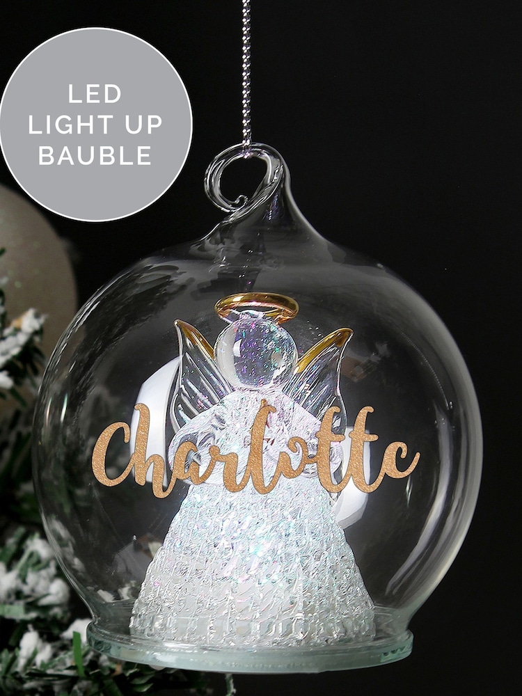 Personalised Christmas LED Angel Bauble by PMC - Image 1 of 4