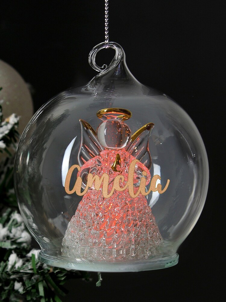 Personalised Christmas LED Angel Bauble by PMC - Image 4 of 4