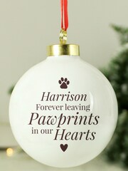 Personalised Pawprints Memorial Christmas Bauble by PMC - Image 1 of 3