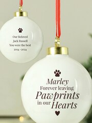 Personalised Pawprints Memorial Christmas Bauble by PMC - Image 2 of 3