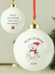 Teddy ChristmasThemed Bauble by PMC - Image 1 of 3