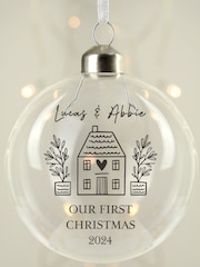 Personalised Home Christmas Glass Bauble by PMC - Image 1 of 3