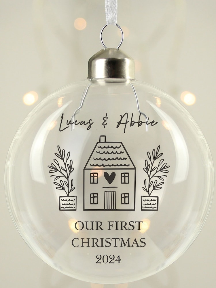 Personalised Home Christmas Glass Bauble by PMC - Image 1 of 3