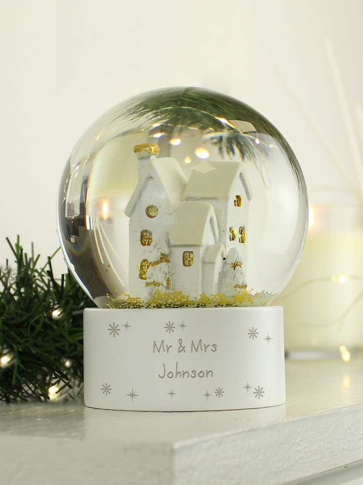 Personalised Message Village Glitter Christmas Snow Globe by PMC - Image 2 of 3