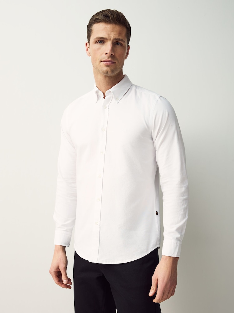 BOSS White Button-Down Regular-Fit 100% Cotton Shirt - Image 1 of 5