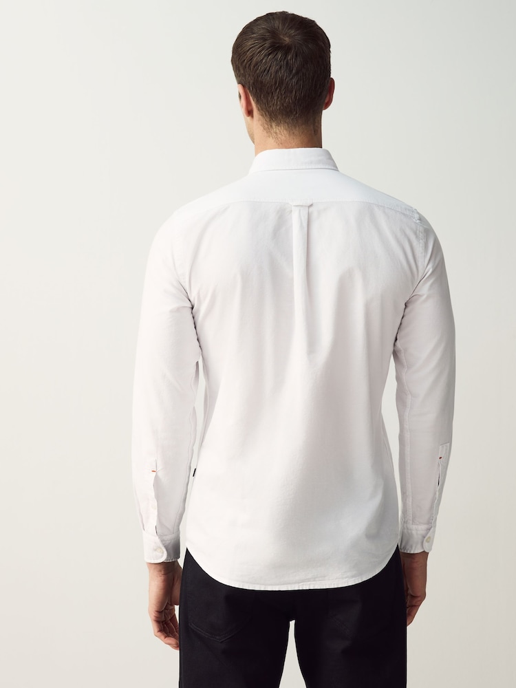 BOSS White Button-Down Regular-Fit 100% Cotton Shirt - Image 2 of 5