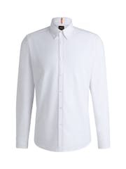 BOSS White Button-Down Regular-Fit 100% Cotton Shirt - Image 5 of 5