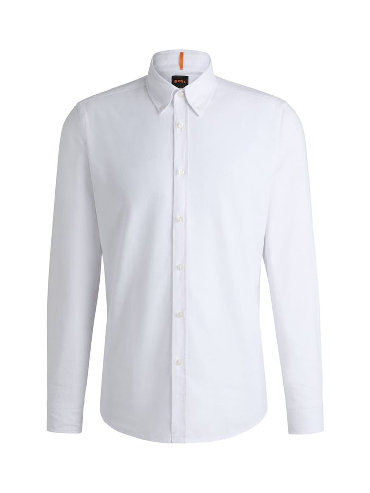 BOSS White Button-Down Regular-Fit 100% Cotton Shirt - Image 5 of 5