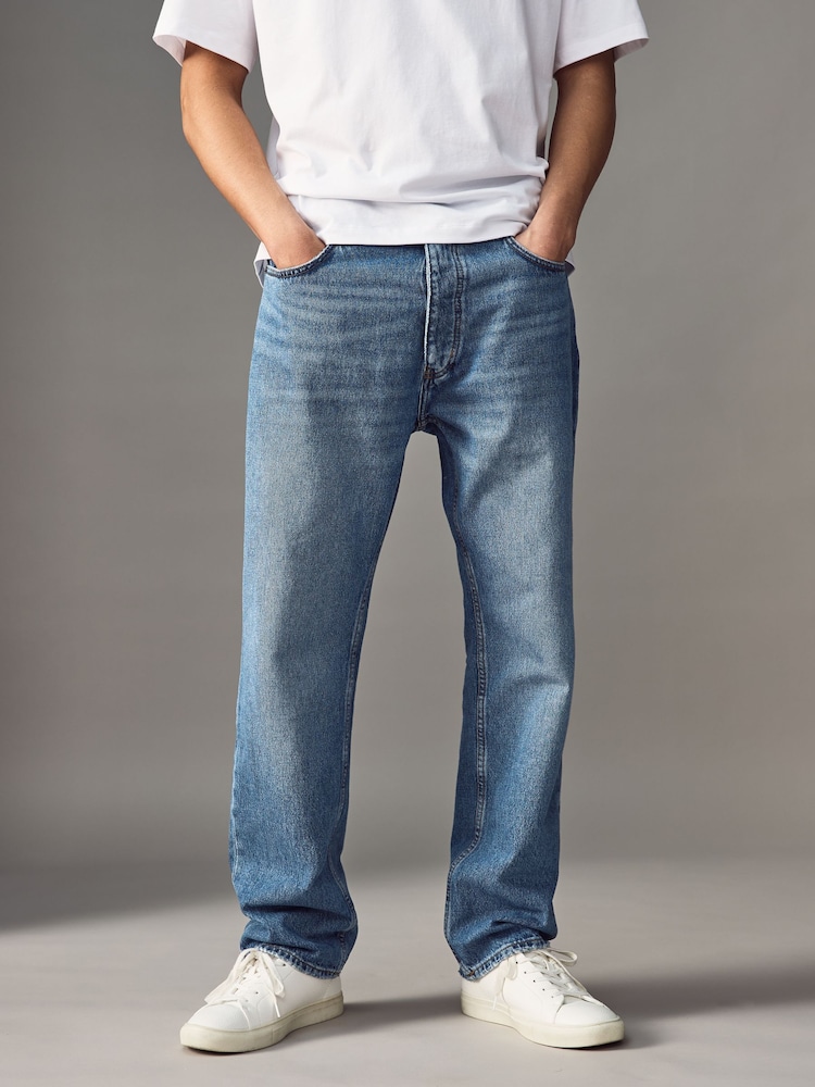 HUGO Blue Stonewashed Regular Fit Cotton Denim Jeans - Image 1 of 5