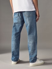 HUGO Blue Stonewashed Regular Fit Cotton Denim Jeans - Image 2 of 5