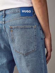 HUGO Blue Stonewashed Regular Fit Cotton Denim Jeans - Image 3 of 5