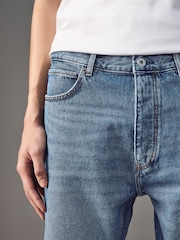 HUGO Blue Stonewashed Regular Fit Cotton Denim Jeans - Image 4 of 5