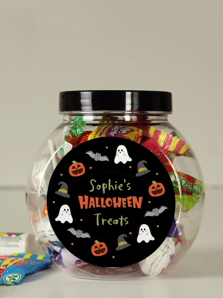Personalised Halloween Sweet Jar by PMC - Image 1 of 3 Personalised Halloween Sweet Jar by PMC - Image 1 of 3