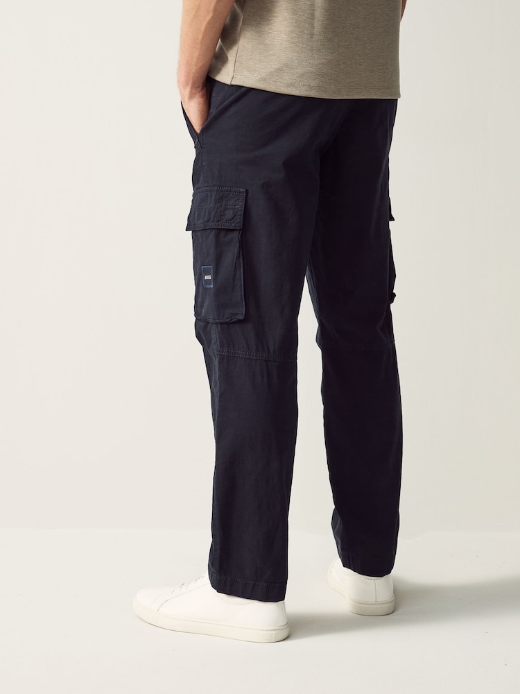 BOSS Blue Twill Stretch Cotton Cargo Trousers - Image 2 of 5