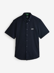 BOSS Blue Chrome Regular Fit Motion Oxford 100% Cotton Shirt - Image 4 of 4