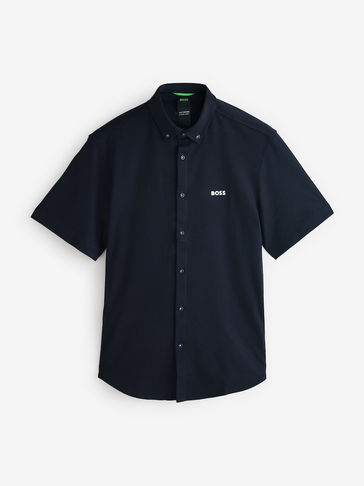 BOSS Blue Chrome Regular Fit Motion Oxford 100% Cotton Shirt - Image 4 of 4