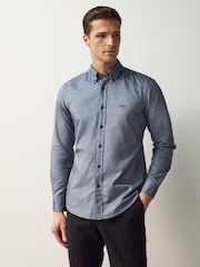 BOSS Blue Button-Down Regular-Fit 100% Cotton Shirt - Image 1 of 5