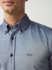 BOSS Blue Button-Down Regular-Fit 100% Cotton Shirt - Image 3 of 5
