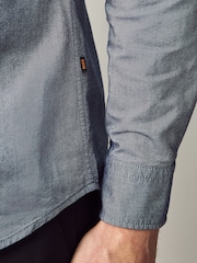 BOSS Blue Button-Down Regular-Fit 100% Cotton Shirt - Image 4 of 5