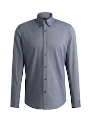 BOSS Blue Button-Down Regular-Fit 100% Cotton Shirt - Image 5 of 5