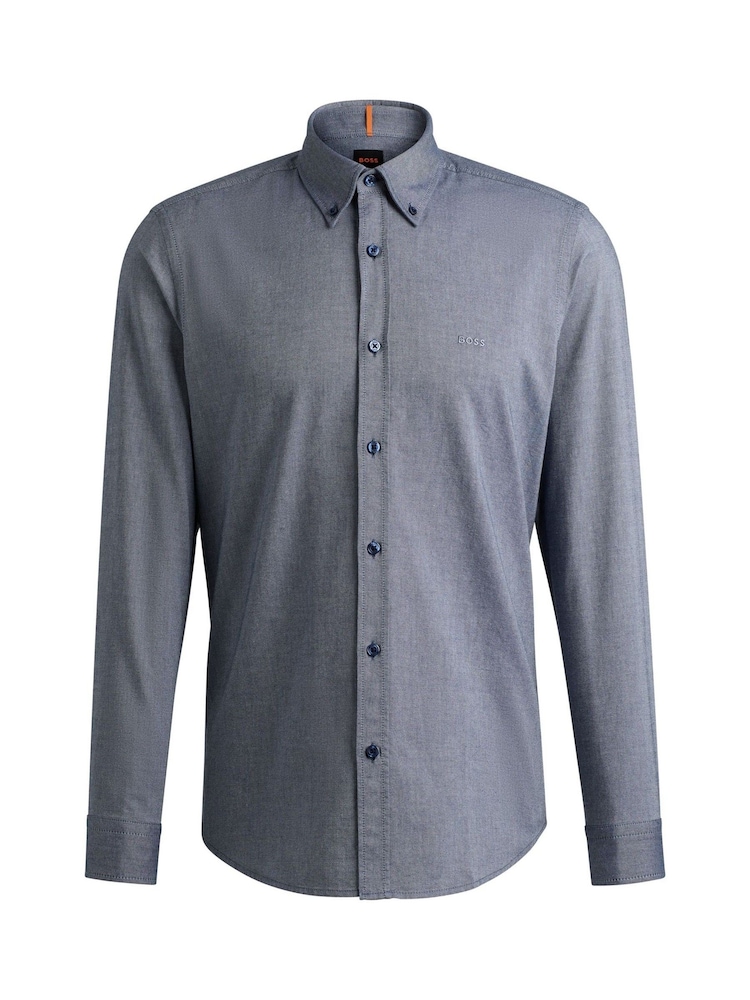BOSS Blue Button-Down Regular-Fit 100% Cotton Shirt - Image 5 of 5