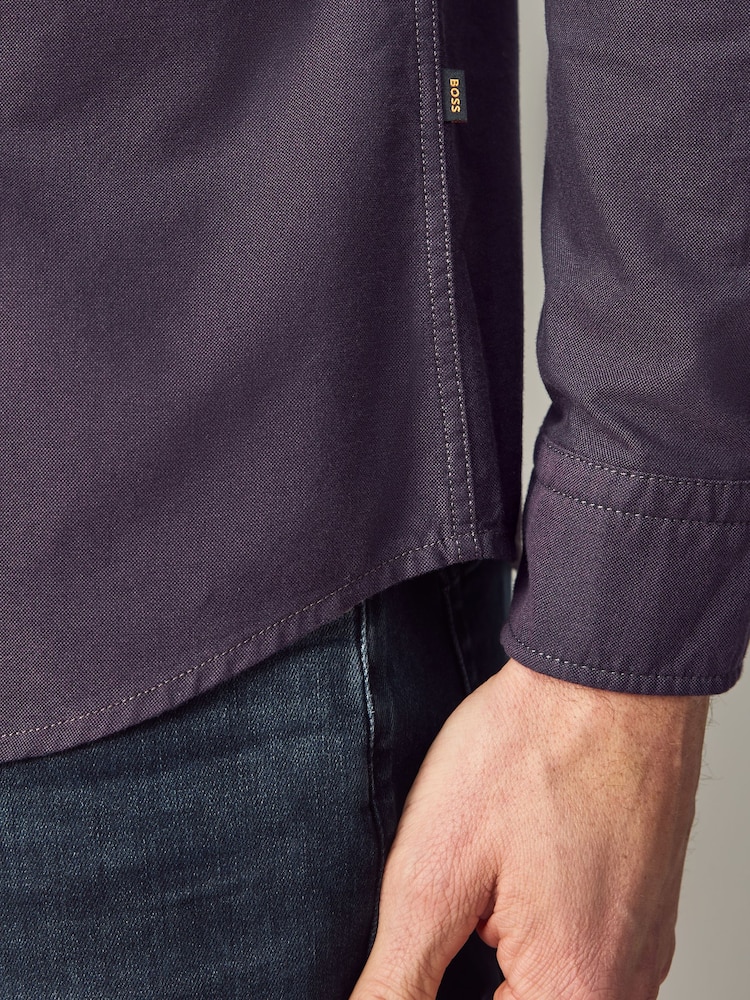 BOSS Purple Button-Down Regular-Fit 100% Cotton Shirt - Image 4 of 5