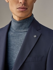 BOSS Blue Micro Pattern Regular Fit Wool Jacket - Image 3 of 4