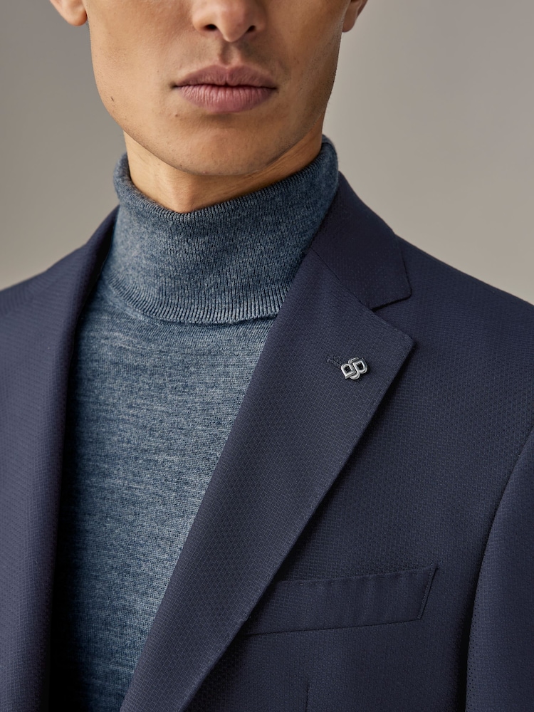 BOSS Blue Micro Pattern Regular Fit Wool Jacket - Image 3 of 4