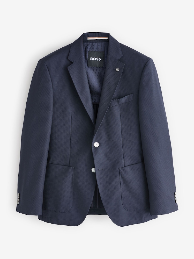 BOSS Blue Micro Pattern Regular Fit Wool Jacket - Image 4 of 4