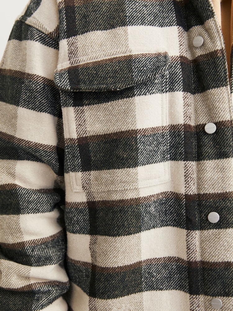 JACK & JONES White White Checked Teddy Lined Shacket - Image 2 of 8