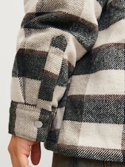 JACK & JONES White White Checked Teddy Lined Shacket - Image 3 of 8