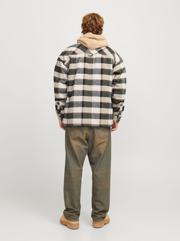 JACK & JONES White Checked Teddy Lined Shacket - Image 4 of 8