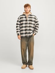 JACK & JONES White White Checked Teddy Lined Shacket - Image 6 of 8