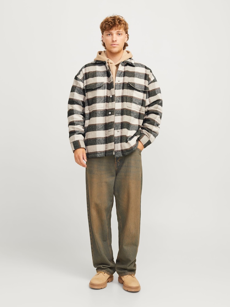 JACK & JONES White Checked Teddy Lined Shacket - Image 6 of 8