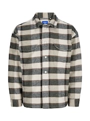 JACK & JONES White White Checked Teddy Lined Shacket - Image 7 of 8