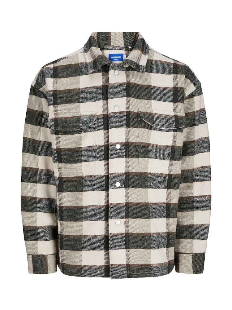 JACK & JONES White Checked Teddy Lined Shacket - Image 7 of 8