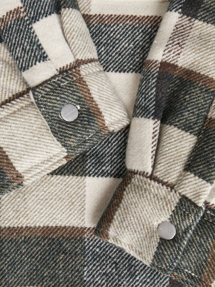 JACK & JONES White White Checked Teddy Lined Shacket - Image 8 of 8