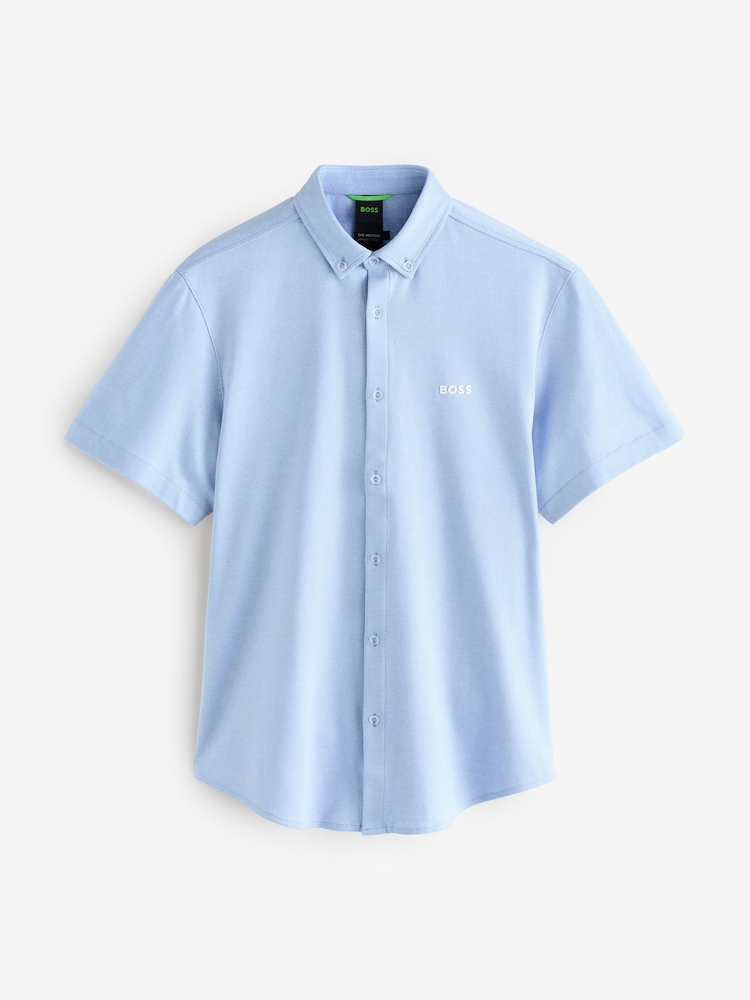 BOSS Blue Regular Fit Motion Oxford 100% Cotton Shirt - Image 4 of 4